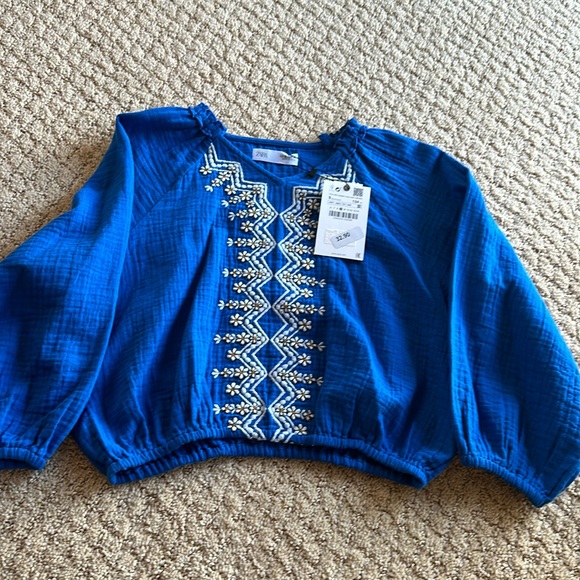 Zara Royal Blue Boho Style Girls Blouse - Picture 1 of 3